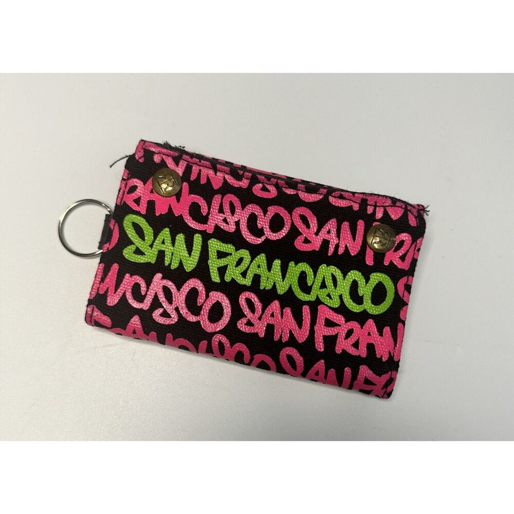 Robin Ruth San Francisco Pink Trifold Self Fastening Keychain Wallet ID
